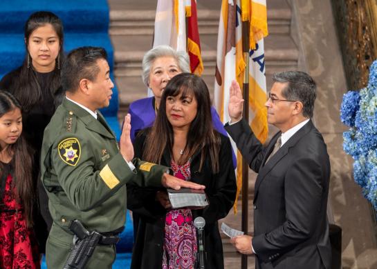 Sheriff Miyamoto and family at January 8, 2020 swearing-in City Hall
