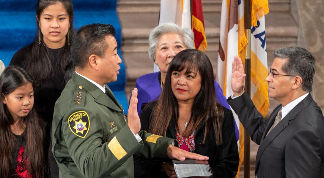 Sheriff Miyamoto being sworn in